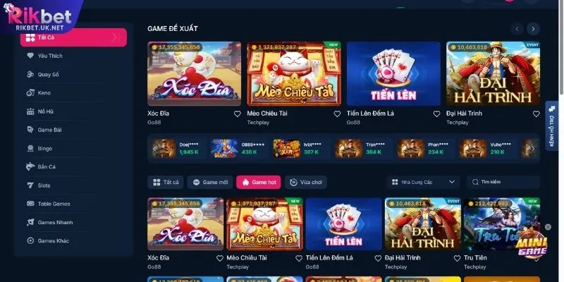 Đánh giá các đặc điểm của giao diện giải trí RIKBET
