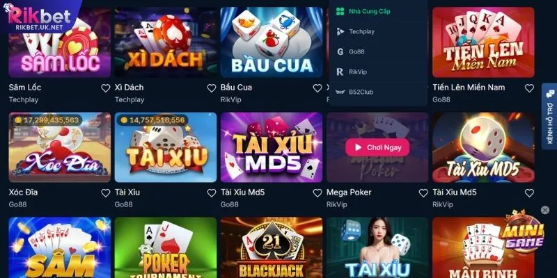Đối tác cung cấp game của RIKBET và cách nhà cái tổ chức hệ thống tích hợp