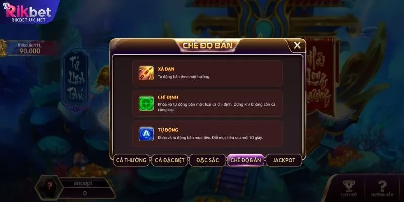 Hệ thống vũ khí trong Bắn cá Long Vương RIKBET