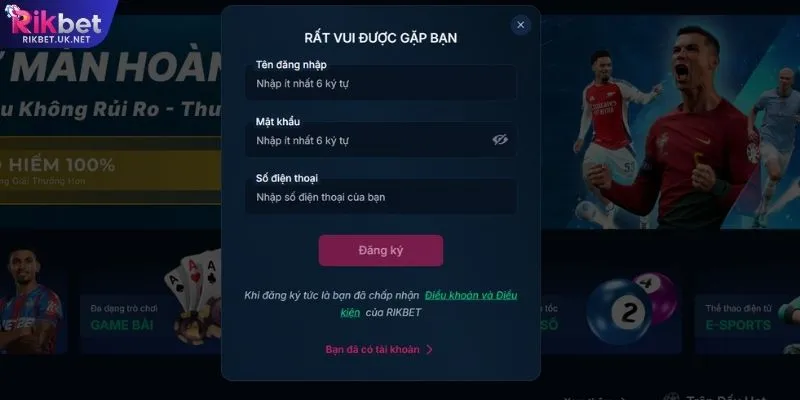Quy trình đăng ký RIKBET theo từng bước cụ thể